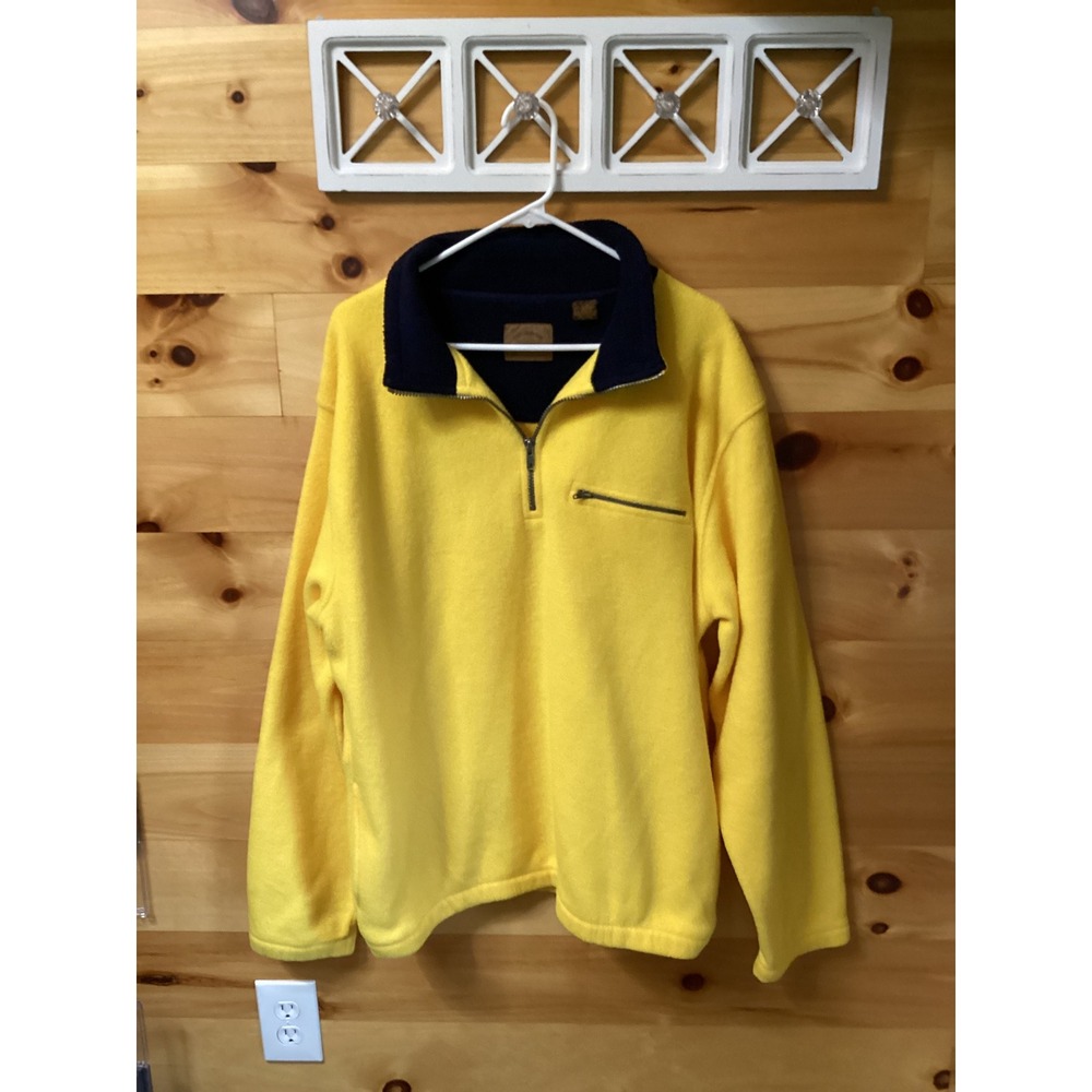 St Johns Bay Mens Large Yellow Quarter Zip Fleece Pullover Jacket Gorpcore